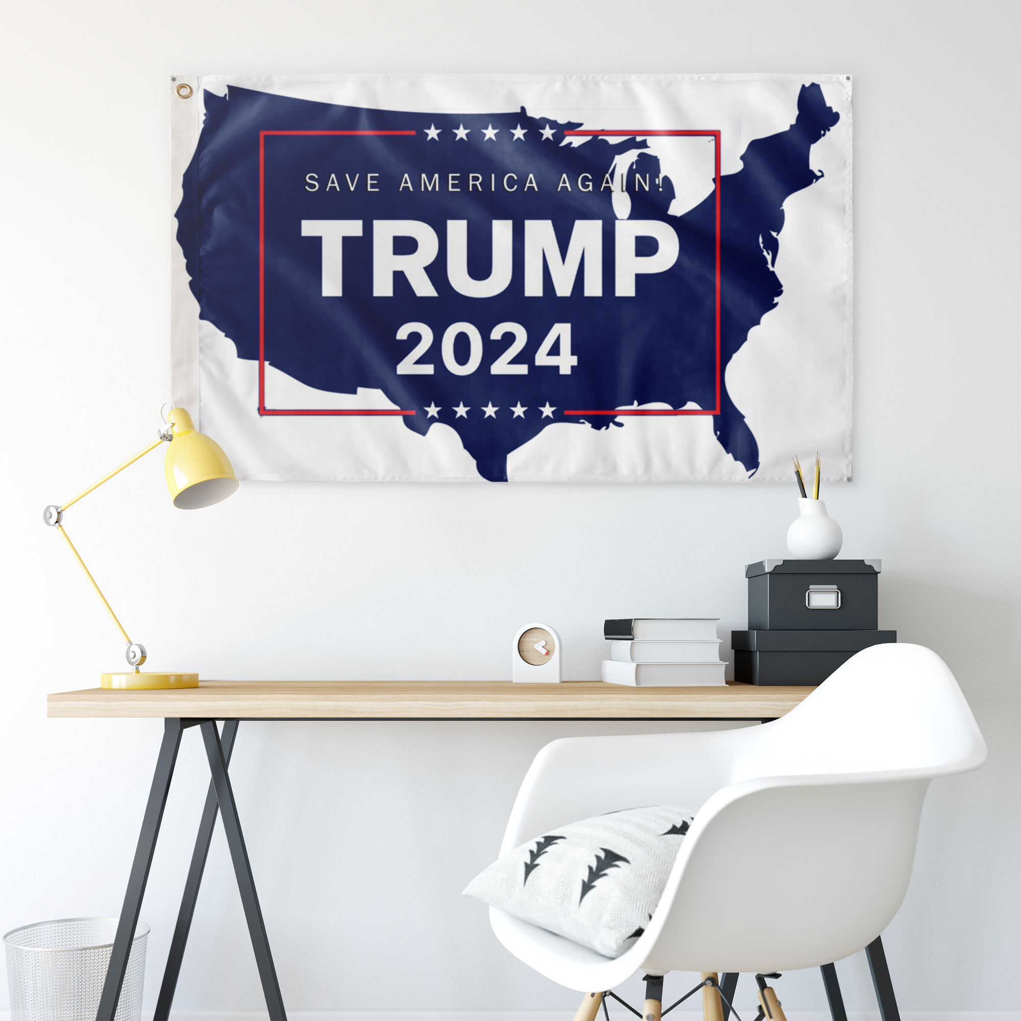 Trump 2024 USA Flag White - Us Against Media