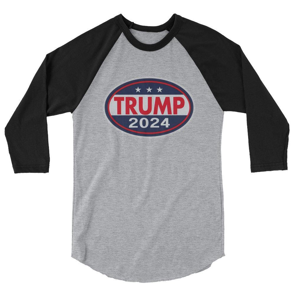 Trump 2024 3/4 sleeve raglan shirt - Us Against Media
