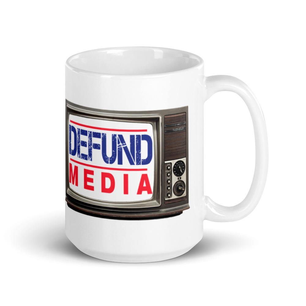 DEFUND MEDIA White glossy mug - Us Against Media